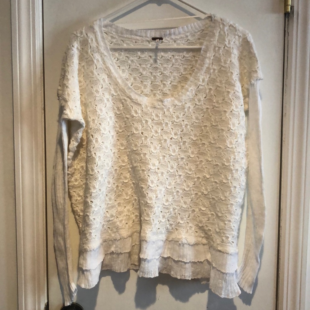 Medium White Free People Light Sweater
